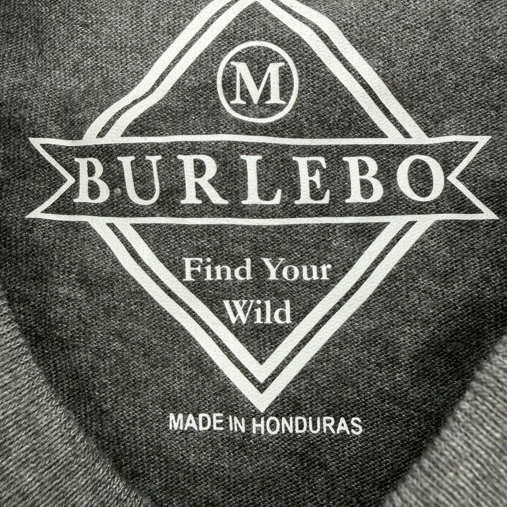 NWT Burlebo T-Shirt Mens M Charcoal Gray Long Sleeve Crew Deer Hunting Pocket - Picture 5 of 10